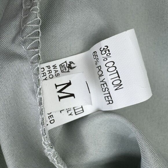 Green Floral Blouse Size Medium V Neck Buttons Short Sleeve Printed Lightweight - Picture 4 of 6